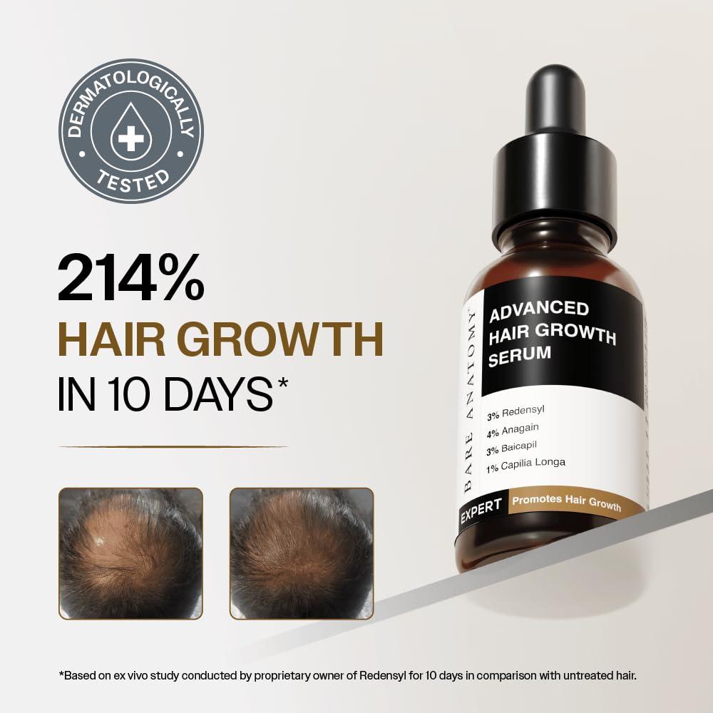 Bare Anatomy serum applied to dry scalp at roots