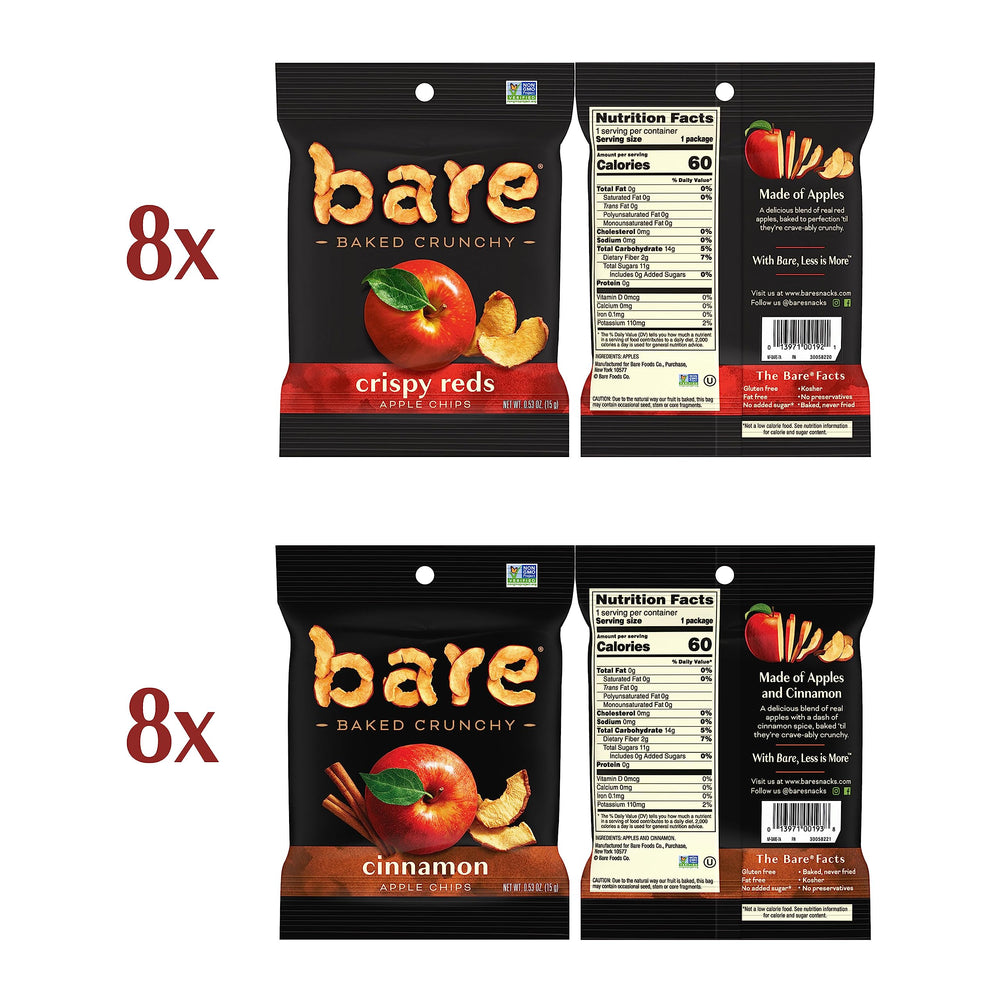 Bare Baked Crunchy Apple Chips Cinnamon flavor, warm aroma and crunchy texture.