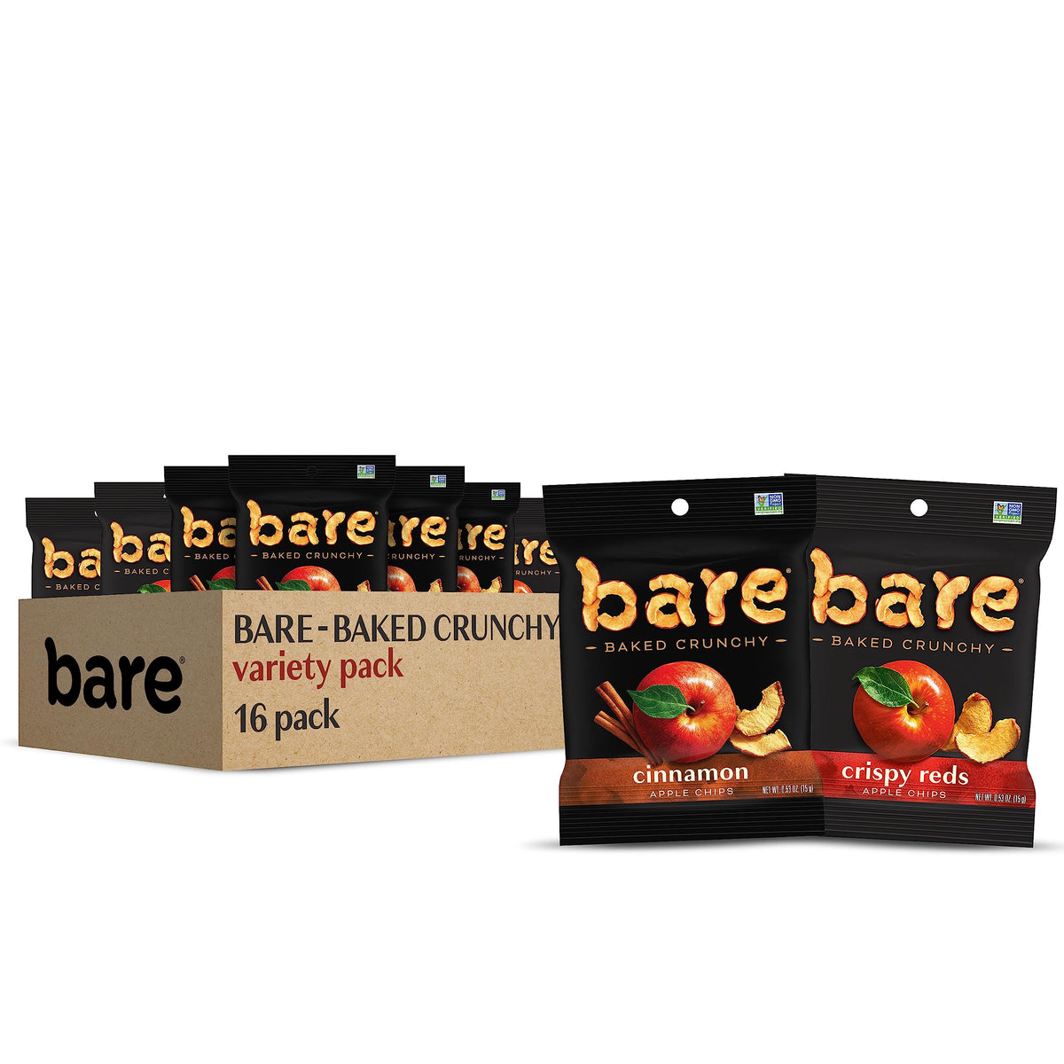 Bare Baked Crunchy Apple Chips Fuji Reds, crisp on-the-go snack with real fruit flavor.