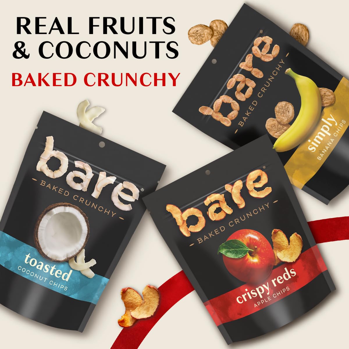 Real fruit snacks from Bare Baked Crunchy, baked, no added oil