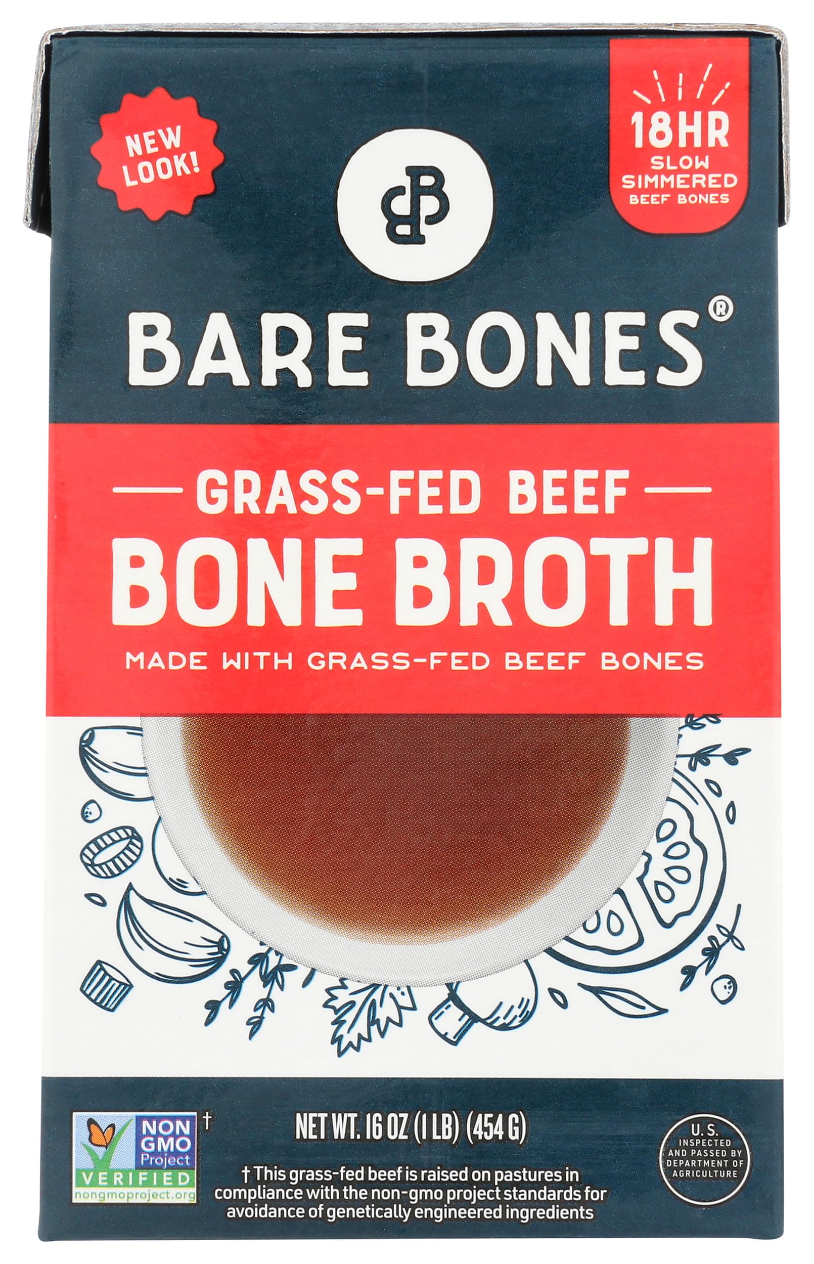 Bare Bones Beef Bone Broth Classic 16 oz bottle ready to sip for a savory protein boost