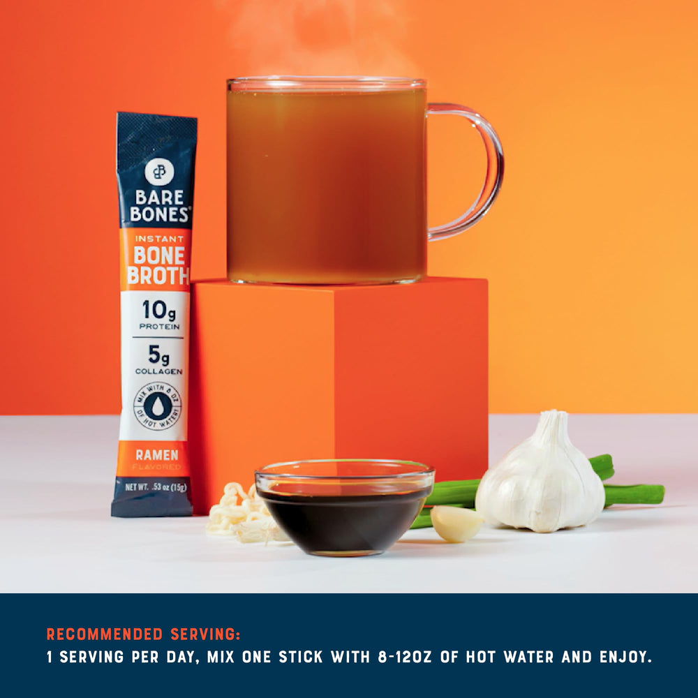 Bare Bones bone broth on-the-go pack ready to mix anytime anywhere.