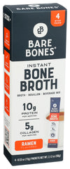 Bare Bones Ramen bone broth packet label closeup highlighting premium ingredients for quick flavorful broth.