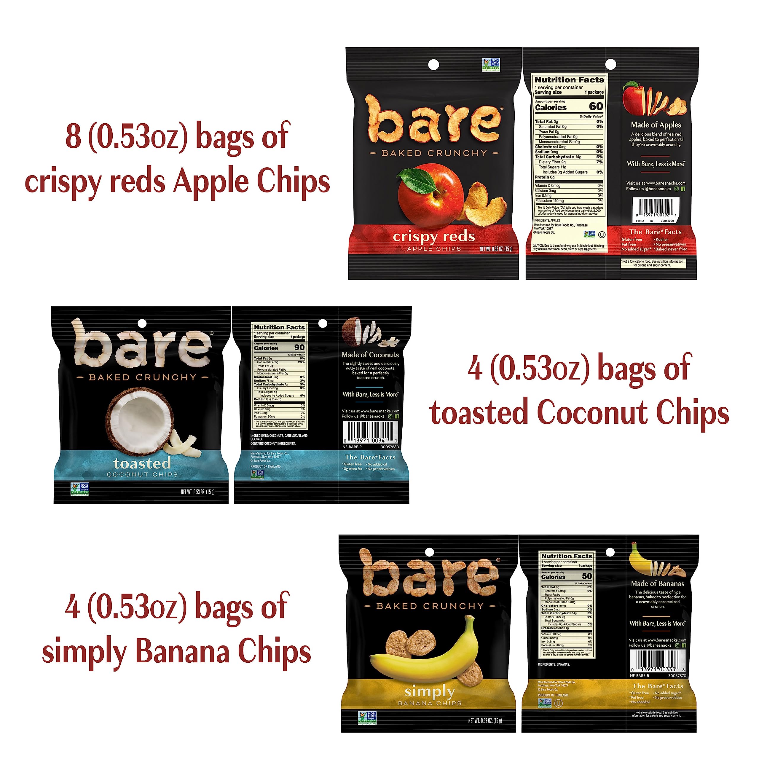 Bare gluten-free, Non-GMO fruit snacks ready for lunch boxes.