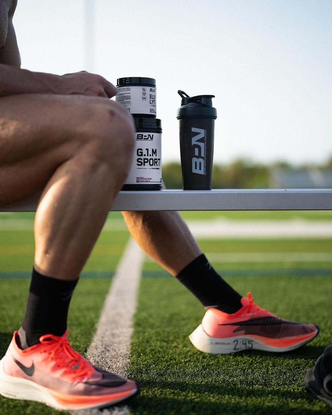Orange-flavored powder mix ready to hydrate during training.