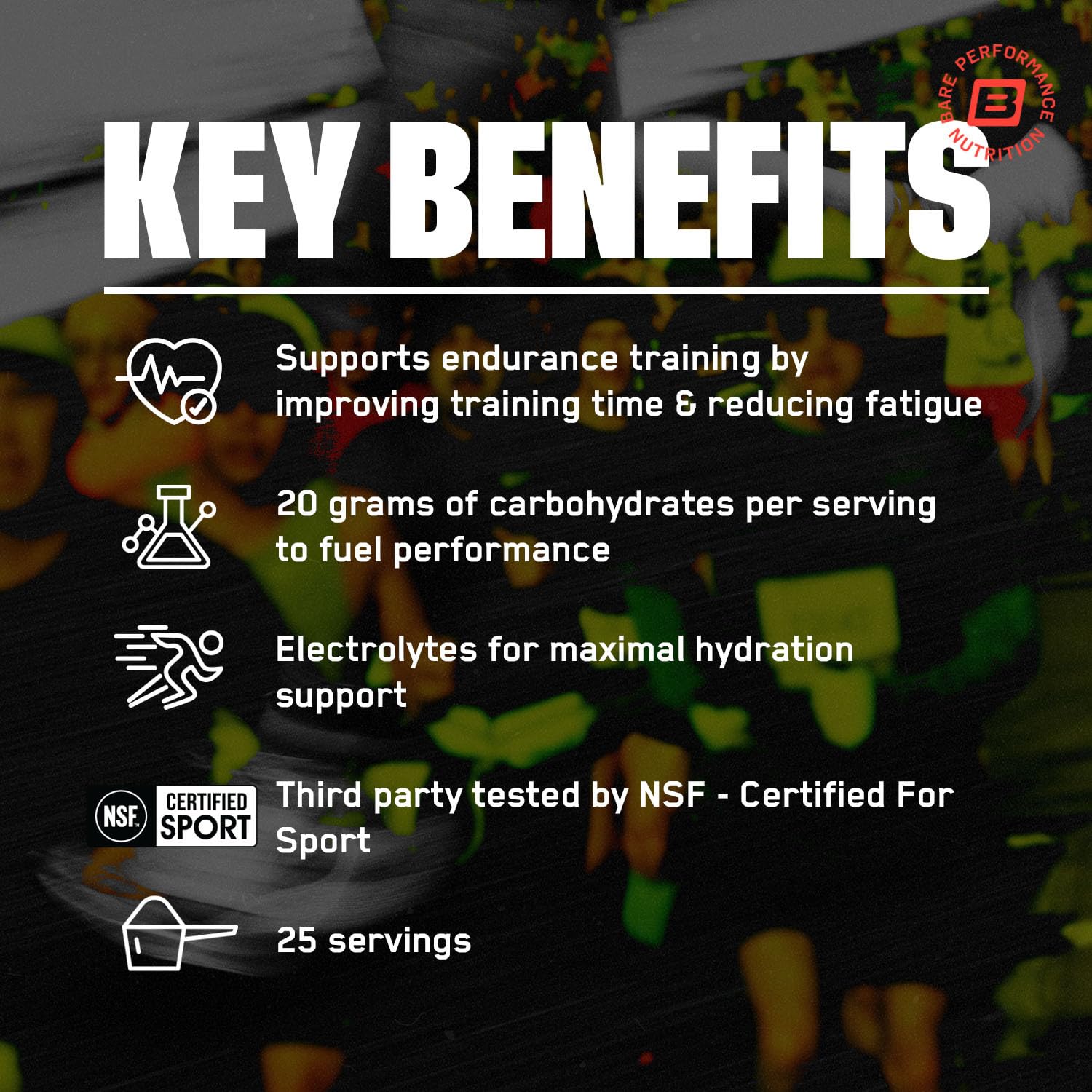 Bare Performance Nutrition G1.M close-up emphasizes cluster dextrin for steady energy.