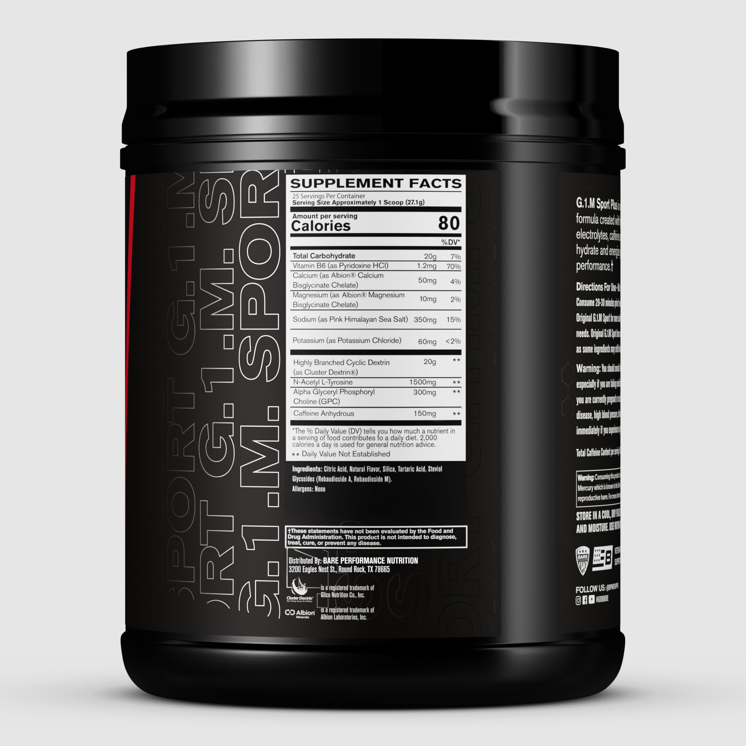 G1M Sport+ powder dissolving smoothly into water for quick fueling