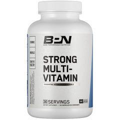Bare Performance Nutrition Strong Multi-Vitamin bottle closeup for daily foundational support
