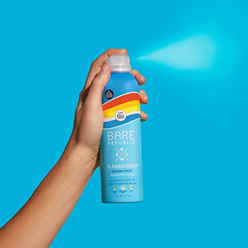 Bare Republic Clearscreen sunscreen spray demonstrates easy application with a non-greasy feel.