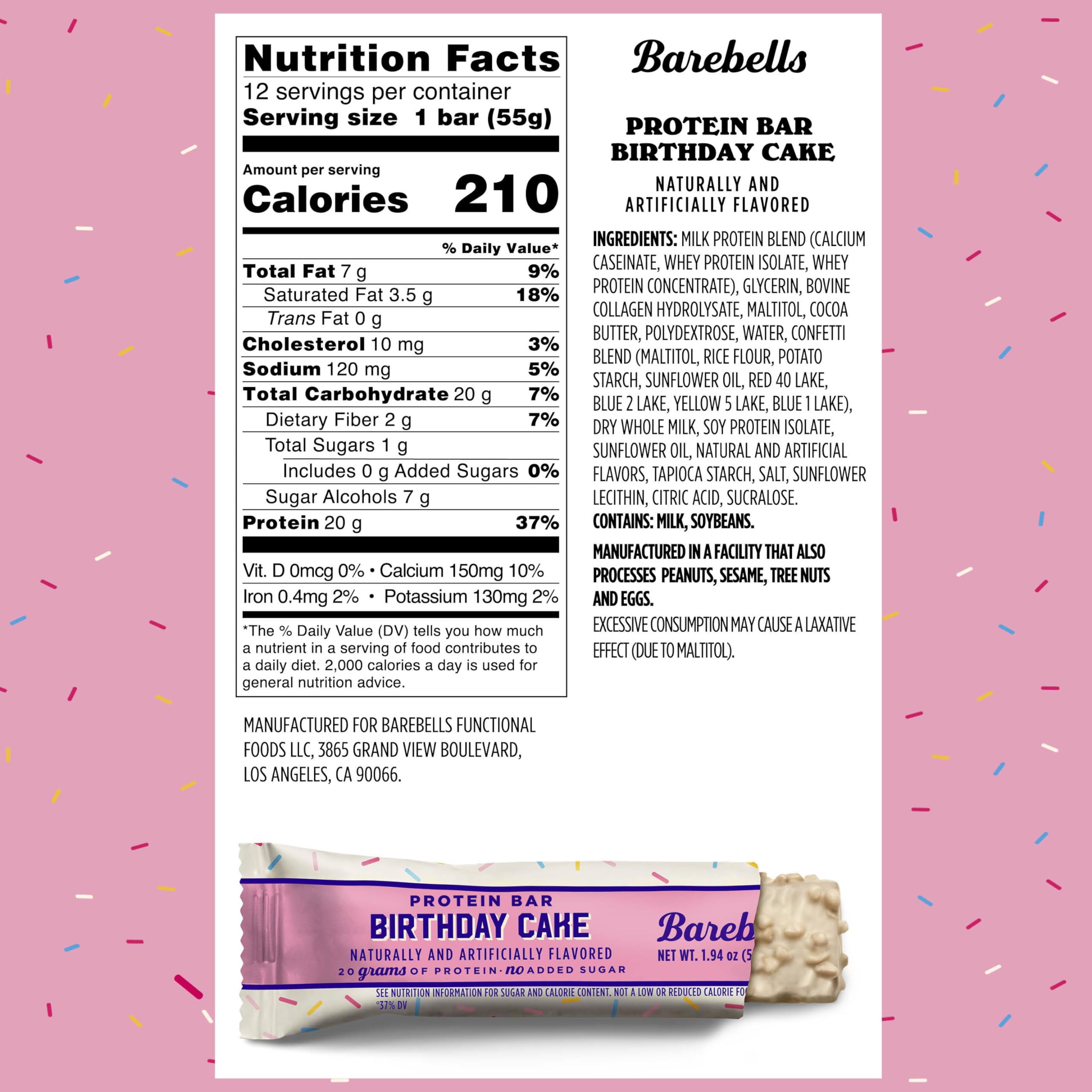 Barebells Birthday Cake bar unwrapped, convenient post-workout snack.