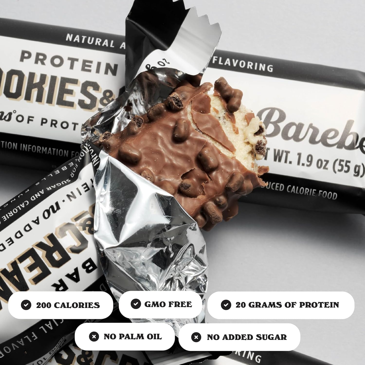 Barebells Cookies and Cream nutrition label with 20 g protein
