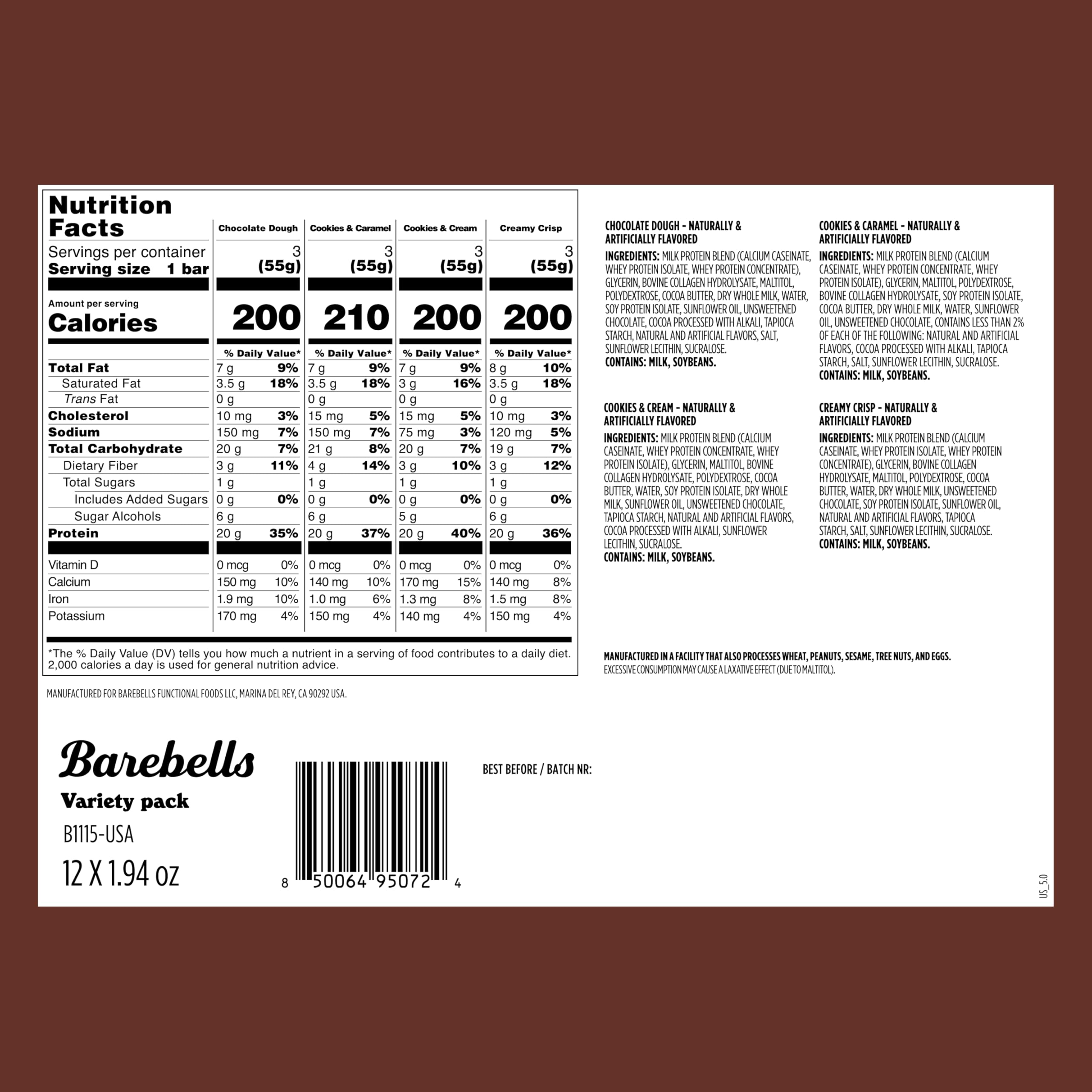 Barebells Cookies Caramel bar showing a chewy bite for post-workout fuel.
