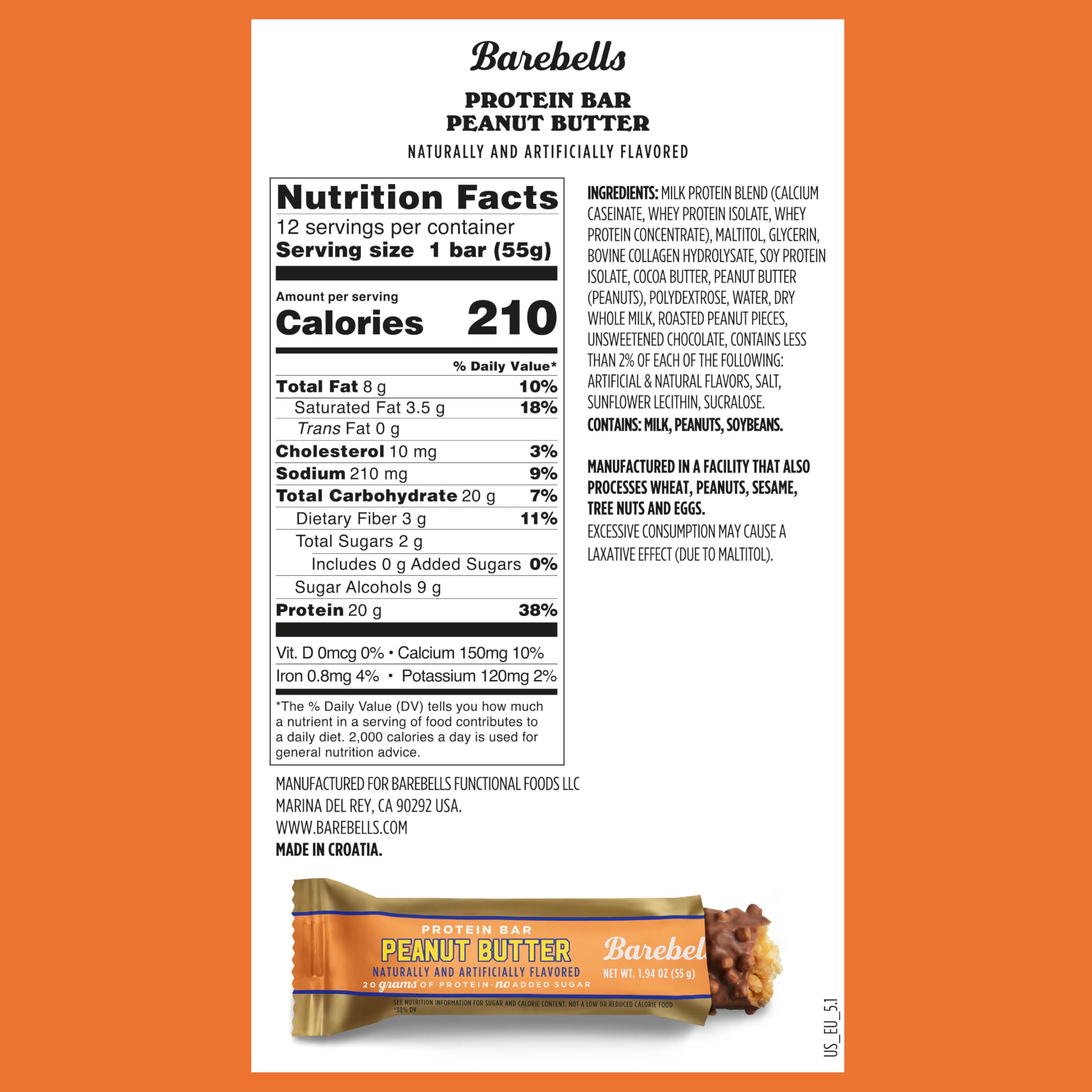 Barebells bar creamy layer and peanut bits, ideal for a quick snack.