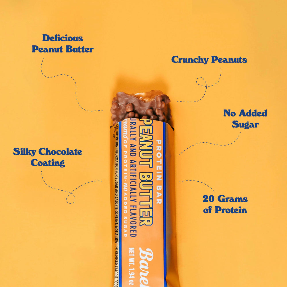 Barebells bar with milk chocolate coating melts smoothly for on-the-go.