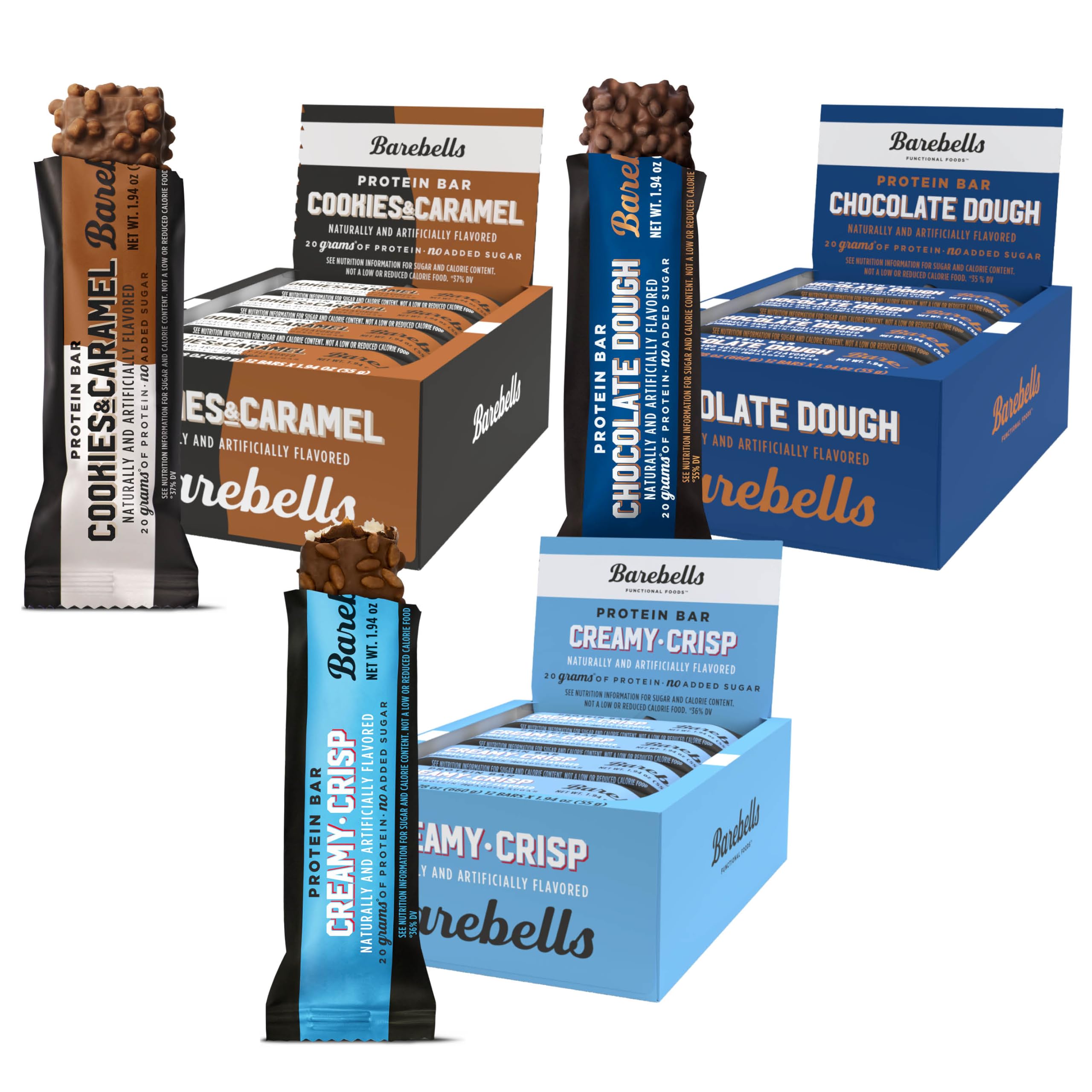 Barebells Starter Pack Chocolate Dough bars on display for quick high-protein snack
