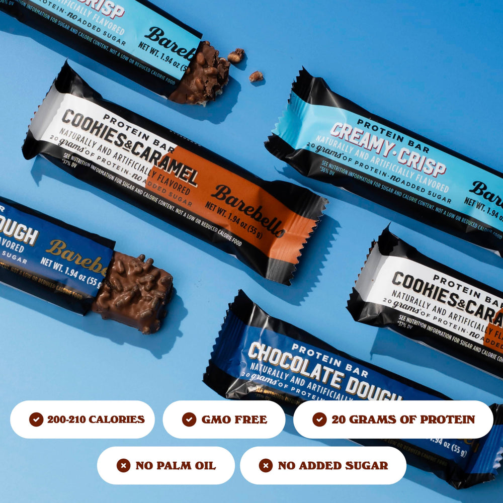 Barebells Starter Pack front of box showing three flavors for variety