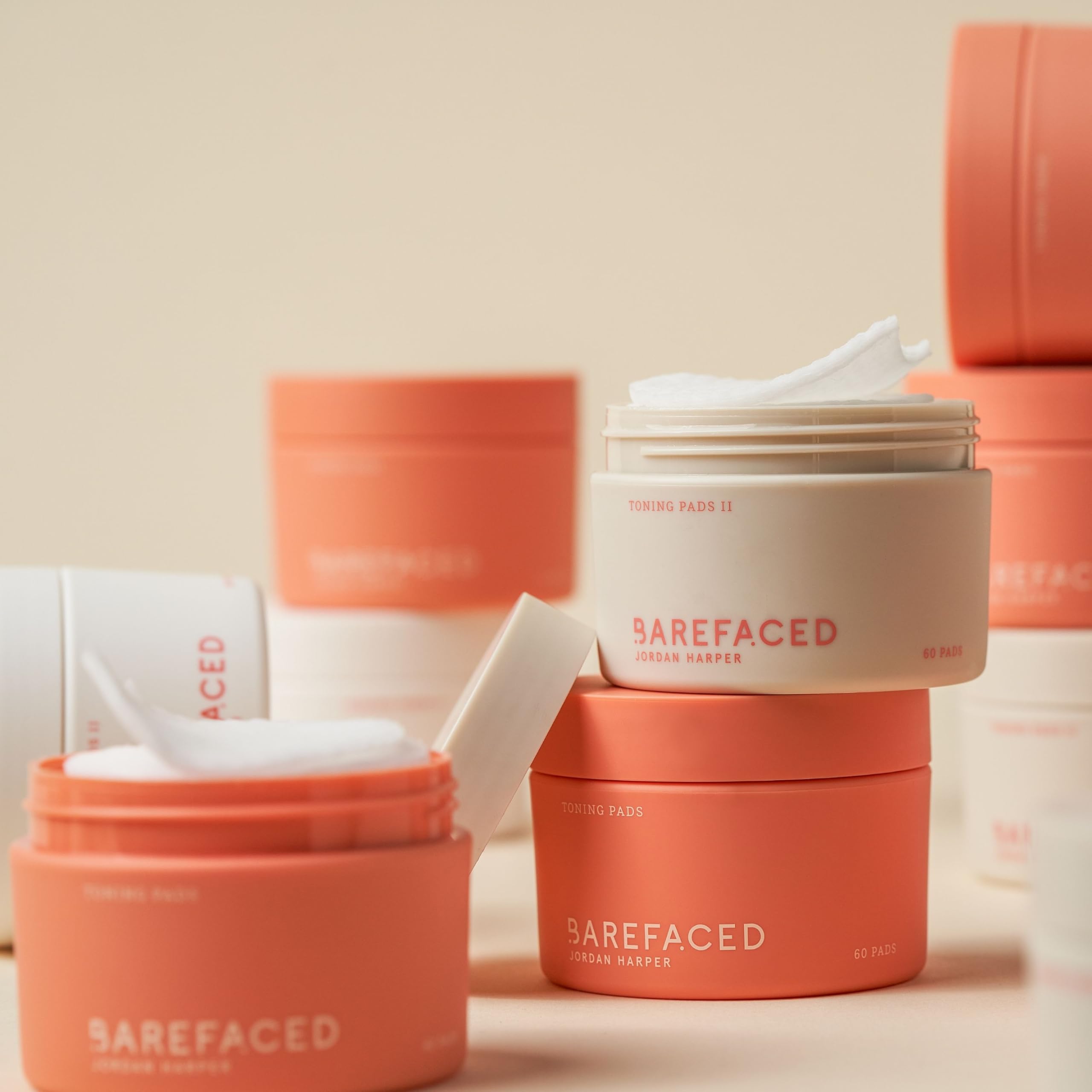 Barefaced Toning Pads bottle and pads together.