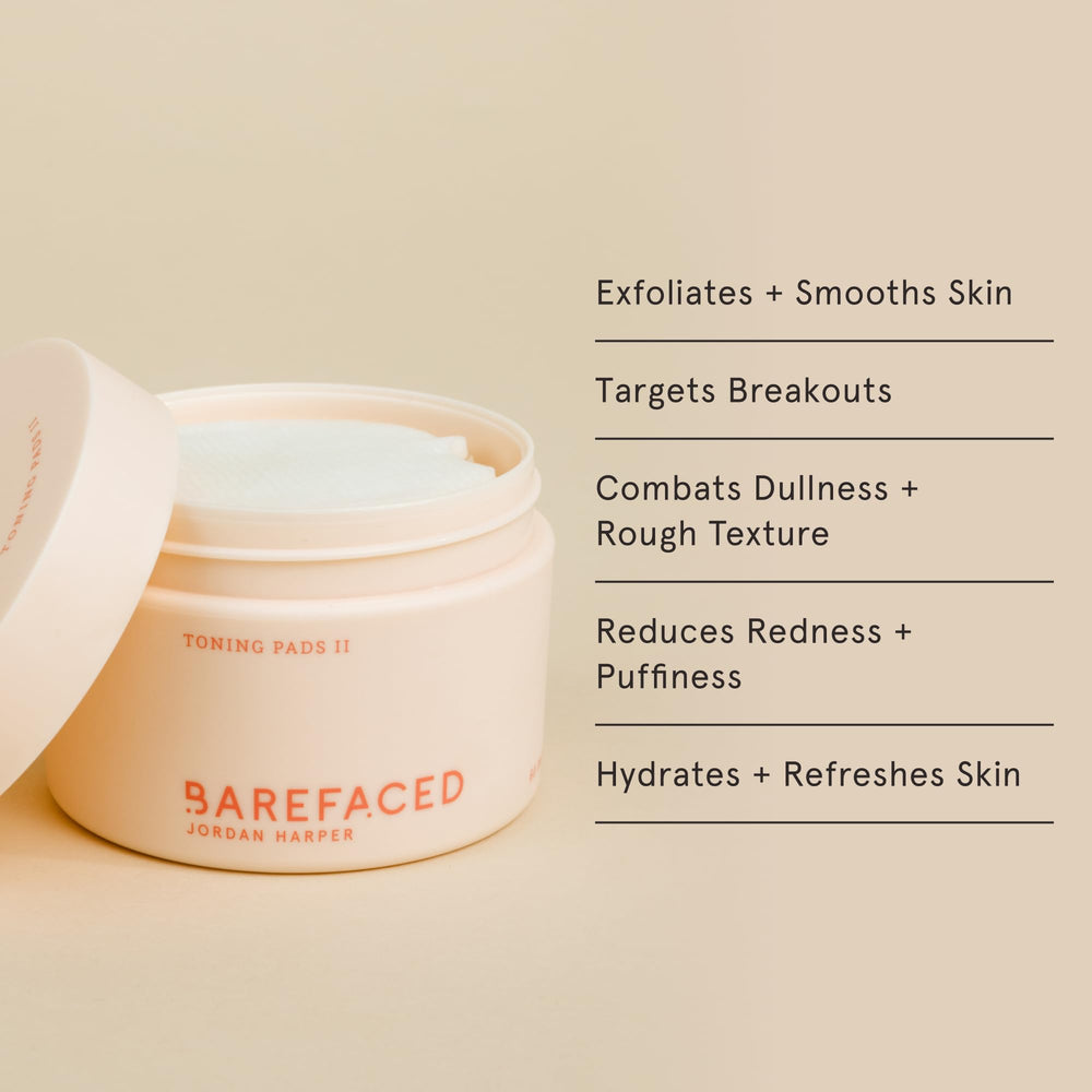 Barefaced Toning Pads II ingredients image hints balanced exfoliation for smoother skin
