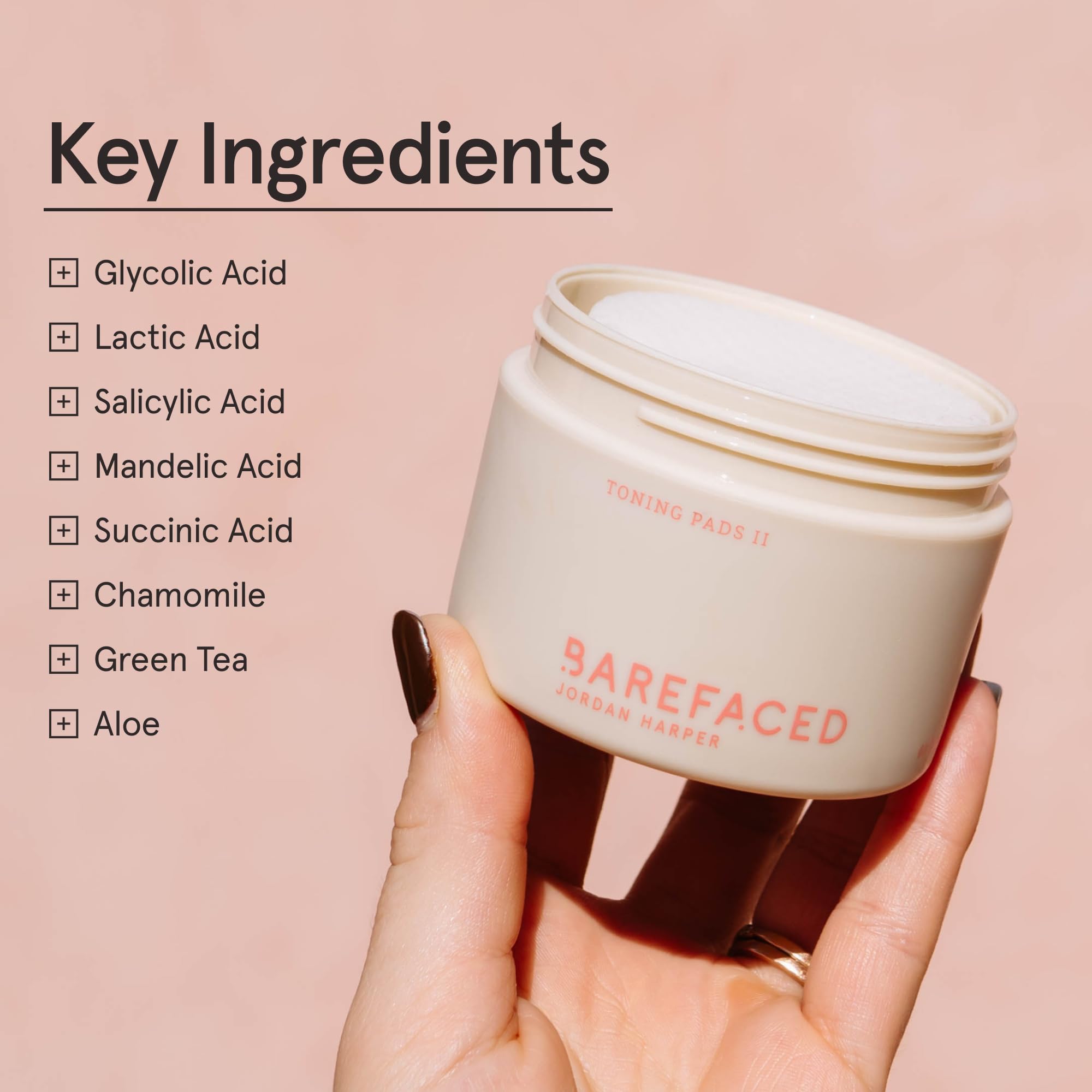Barefaced Toning Pads II pad texture reveals gentle, effective exfoliation
