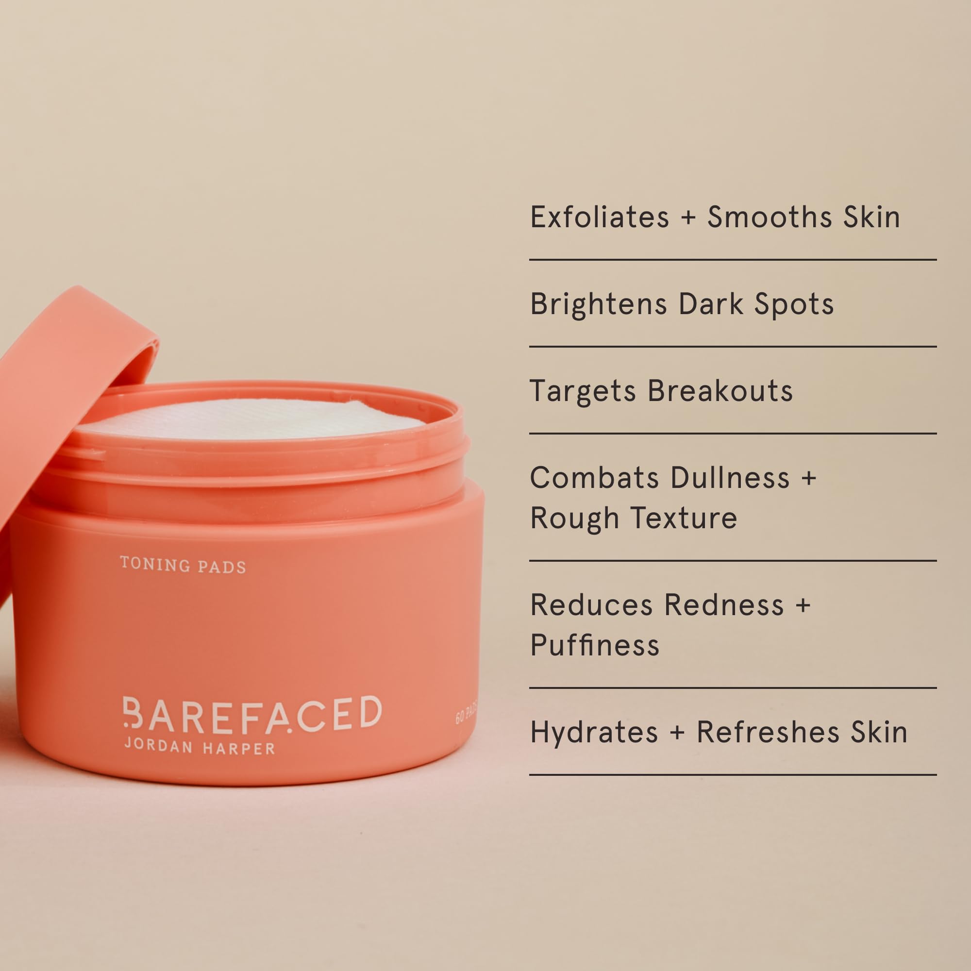 Barefaced Toning Pads texture close-up highlighting exfoliating surface.