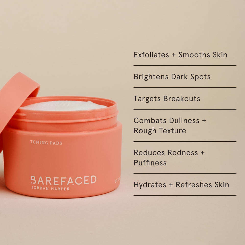 Barefaced Toning Pads texture close-up highlighting exfoliating surface.