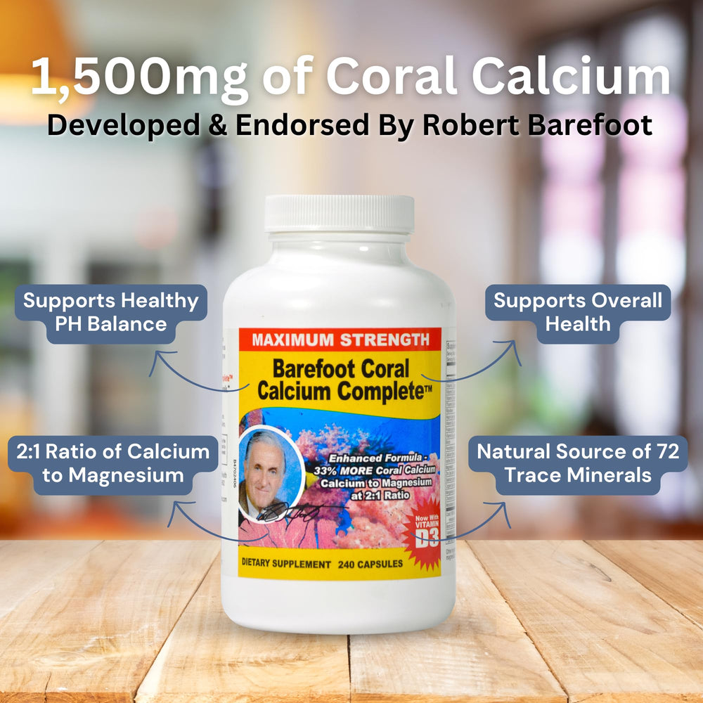 Barefoot Coral Calcium Complete ingredients panel highlights Okinawa calcium