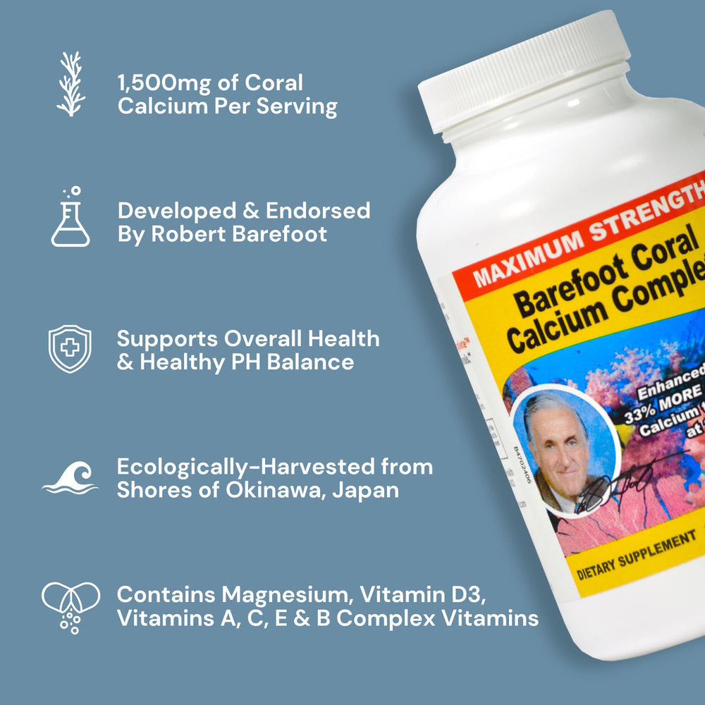Barefoot Coral Calcium Complete pH balance graphic shows natural alkalinity