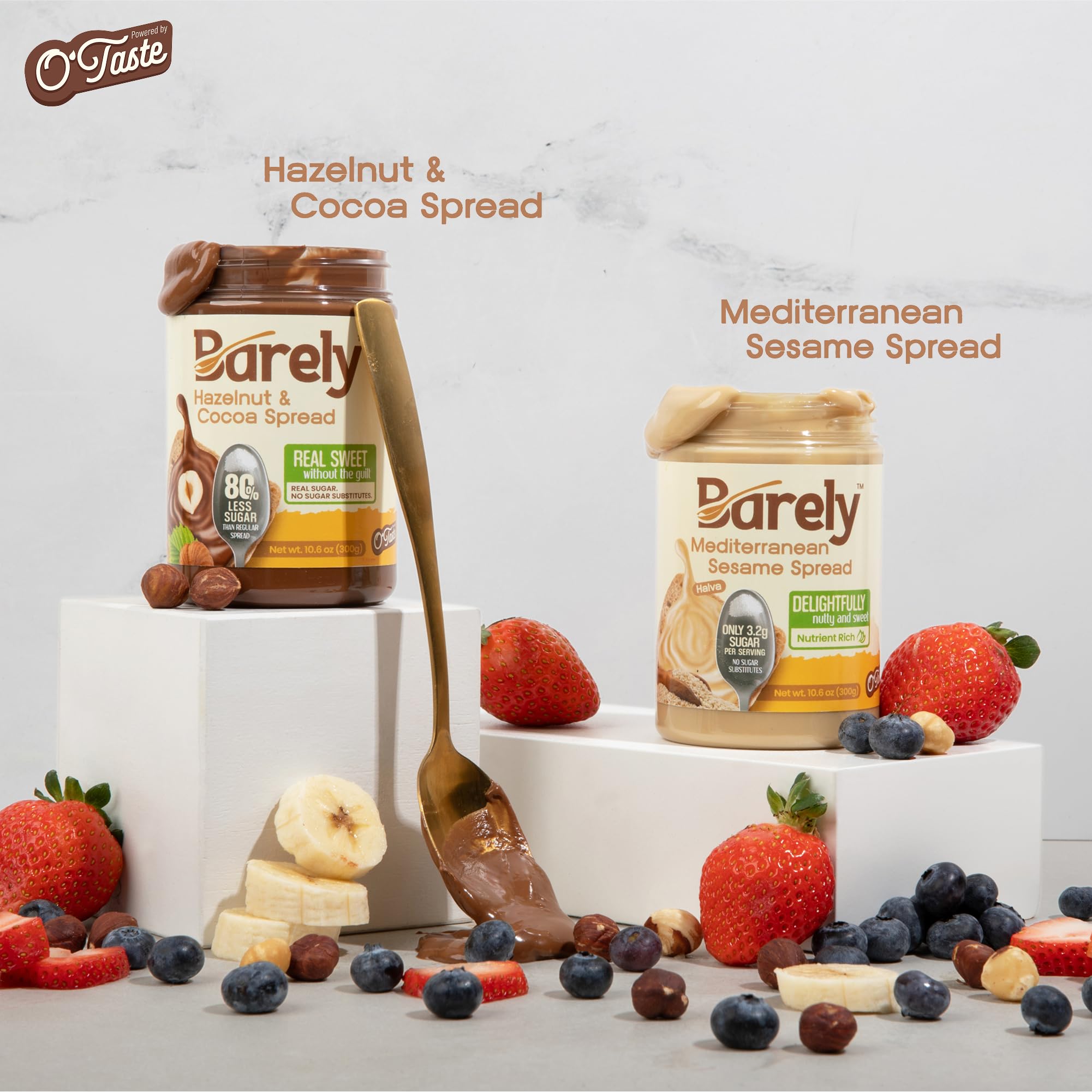 Barely Hazelnut & Cocoa Spread nutrition label close-up highlighting fiber and keto-friendly appeal