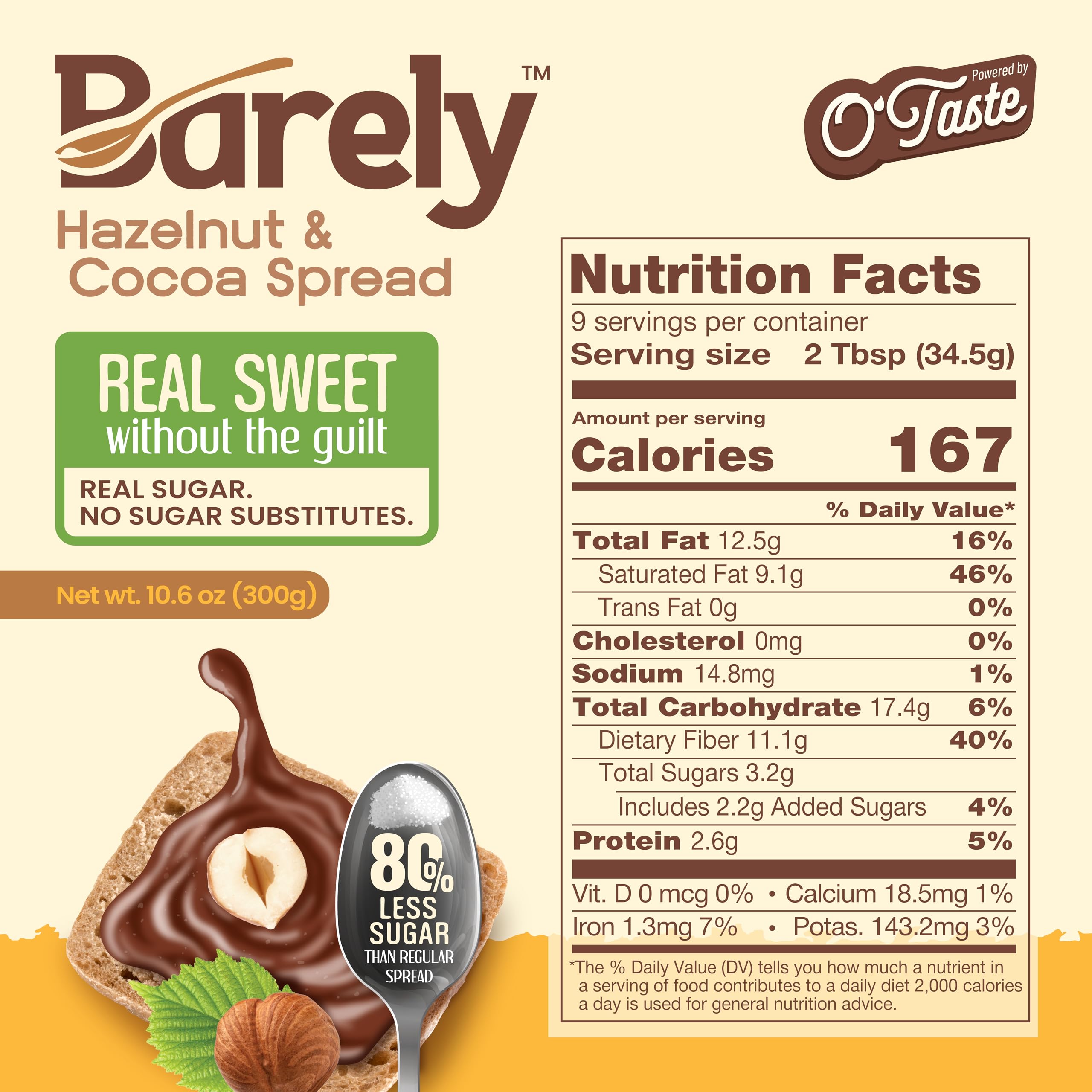 Barely Hazelnut & Cocoa Spread on toast, creamy breakfast topping