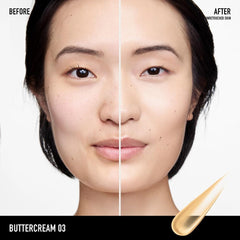 bareMinerals Complexion Rescue Buttercream arm swatch shows sheer-to-light coverage.