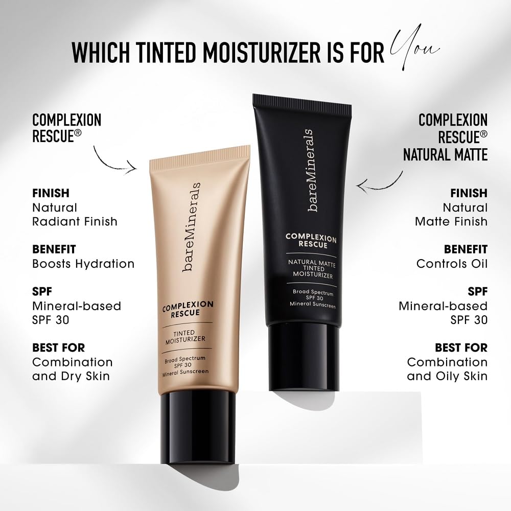 bareMinerals Complexion Rescue Buttercream lightweight hydration boosts dewy radiance.