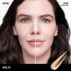 BareMinerals Complexion Rescue Opal 01 swatch shows sheer to light coverage