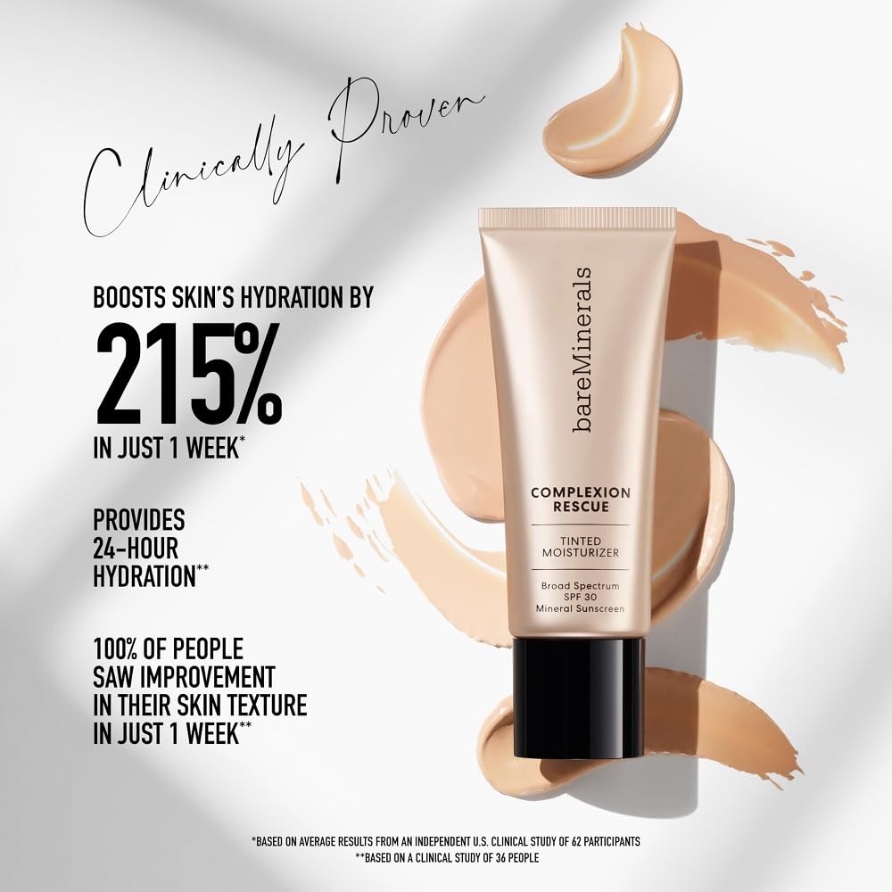 bareMinerals Complexion Rescue texture on skin indicating oil-free finish