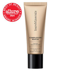 bareMinerals Complexion Rescue tinted swatch on skin showing sheer to light coverage.