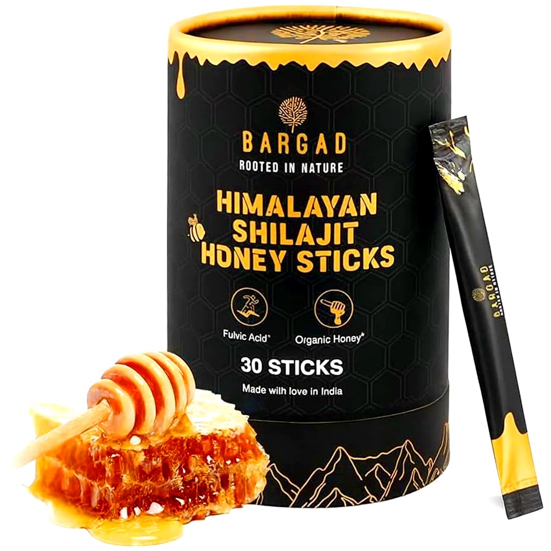 Bargad Pure Himalayan Shilajit Honey Stick packaging for on-the-go energy.