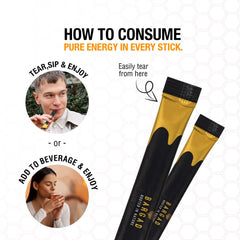 Bargad Shilajit Honey Stick dissolves in warm tea for a gentle energy lift.