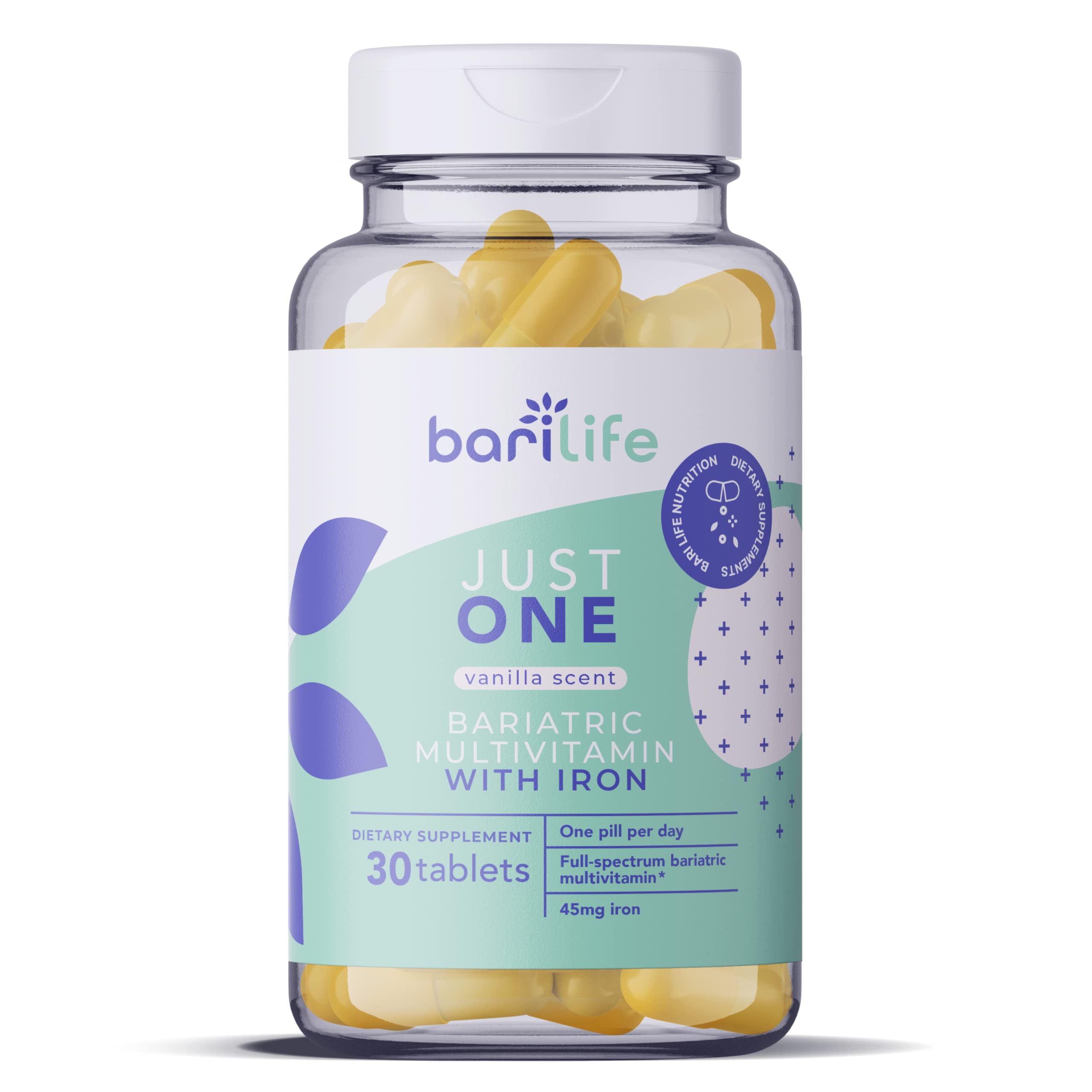 Bari Life Just One bottle front view for convenient daily nutrition.