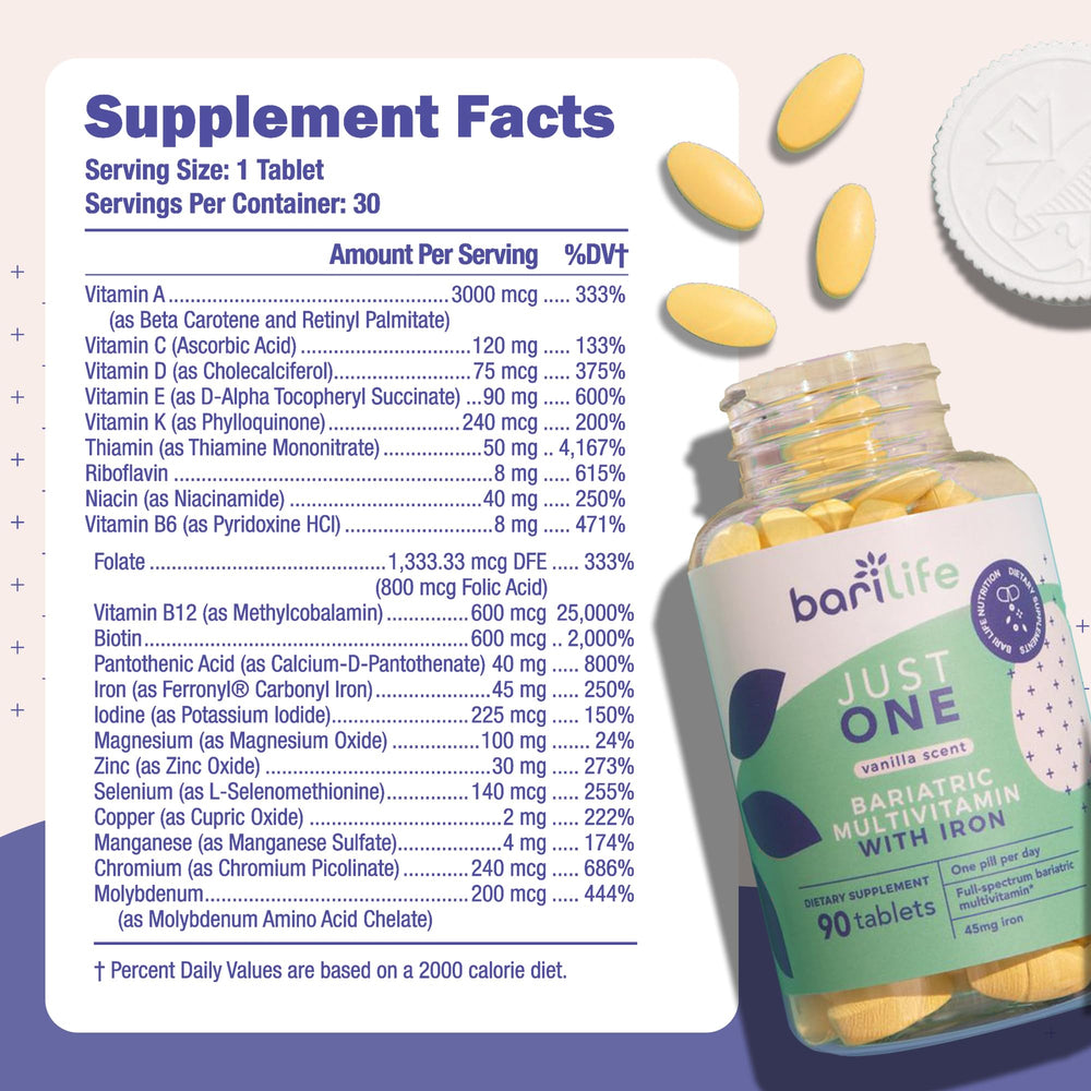 Bari Life Just One capsule close-up with smooth swallow coating for easy daily intake.