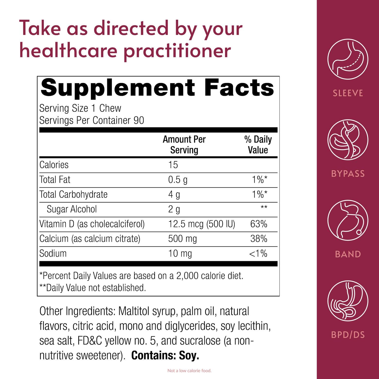 Bariatric Advantage calcium citrate chewy bites on-the-go sugar-free convenience.