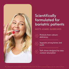 Closeup of Bariatric Advantage raspberry chews showing texture and color for easy chewing