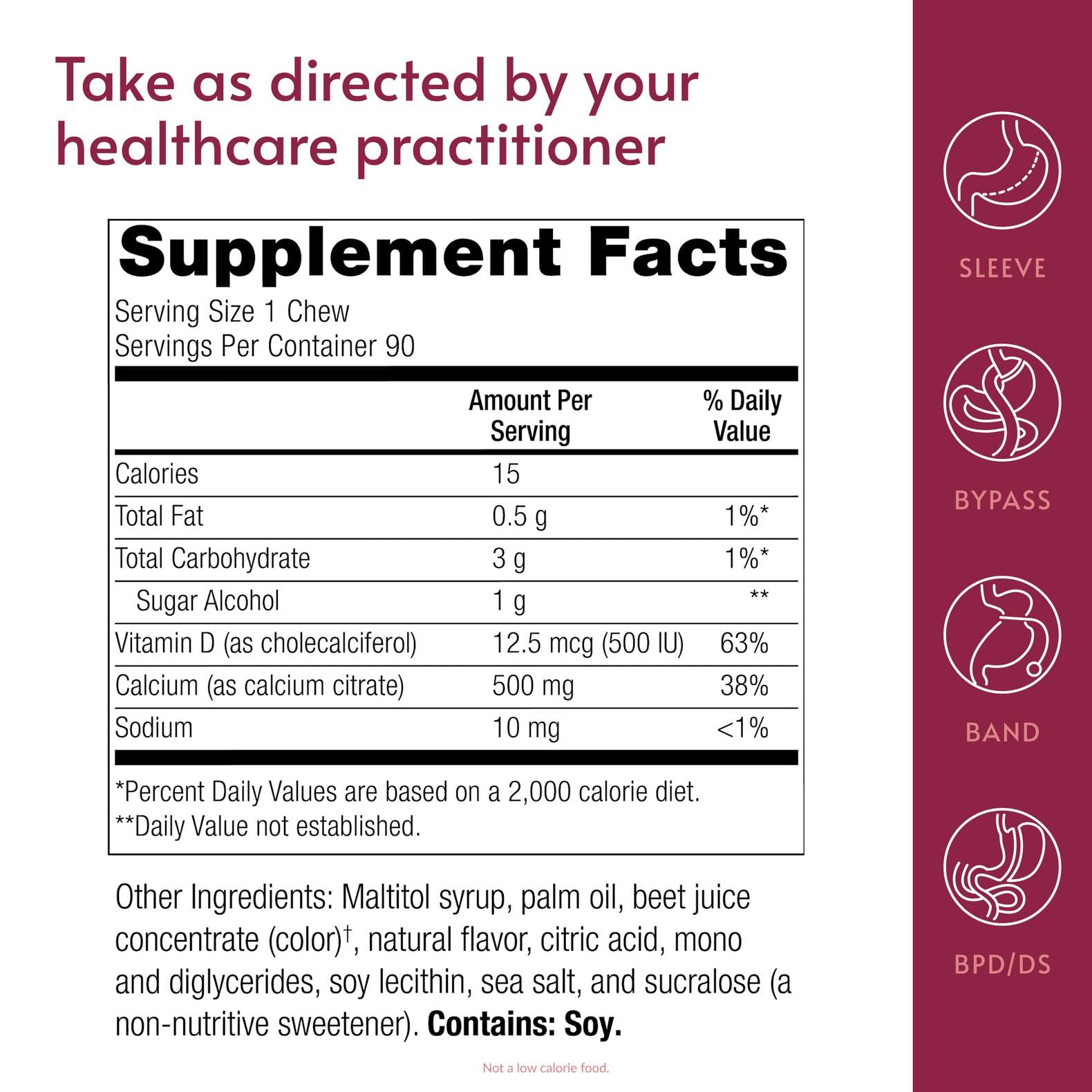 Back view of Bariatric Advantage packaging detailing ingredients and benefits