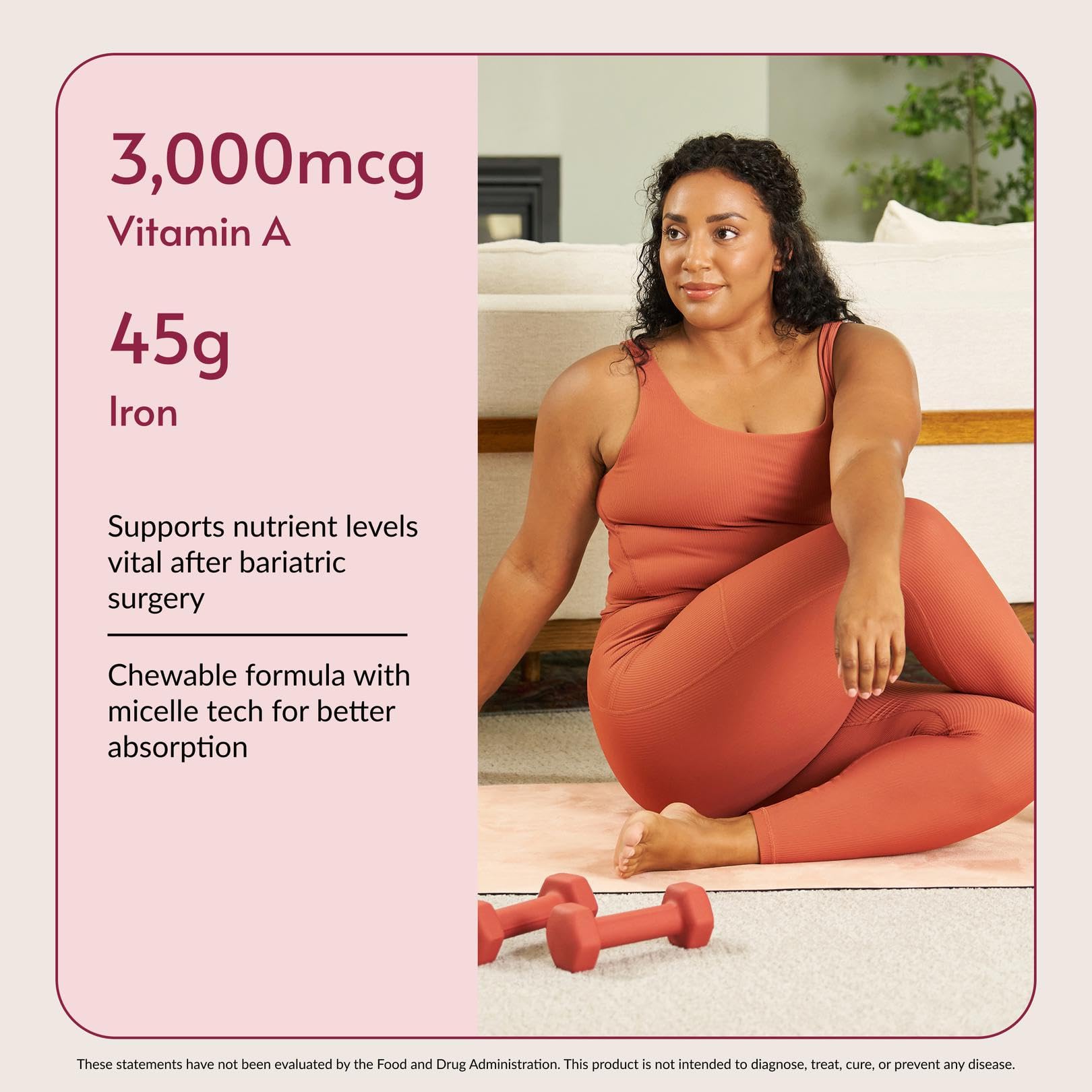 Bariatric Advantage Chewable Multi EA iron-folic acid focus supports key nutrient intake