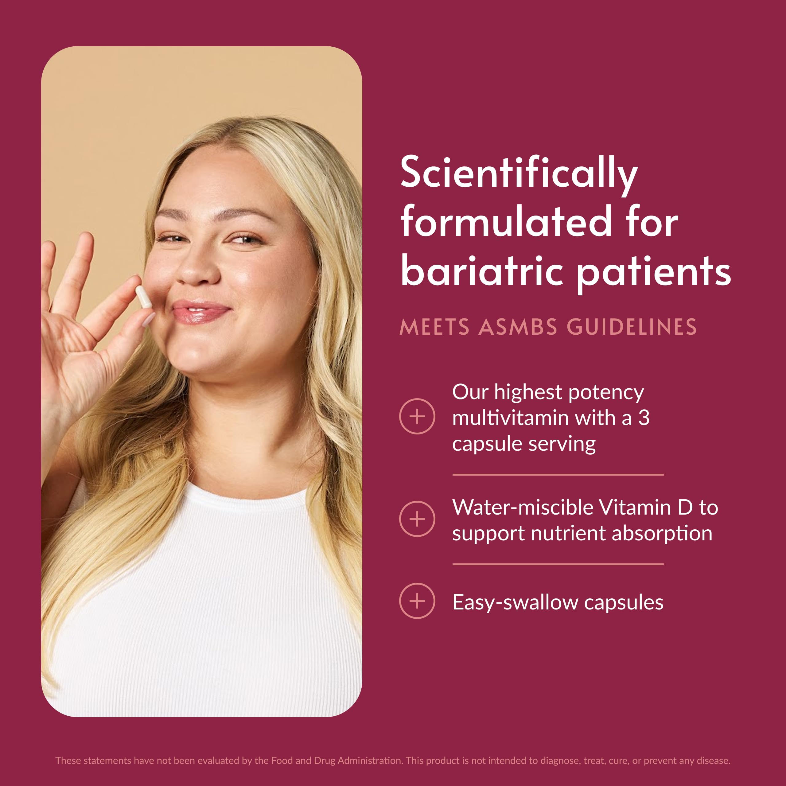 Bariatric Advantage Ultra Multi with Iron bottle and label highlighting full nutrient profile