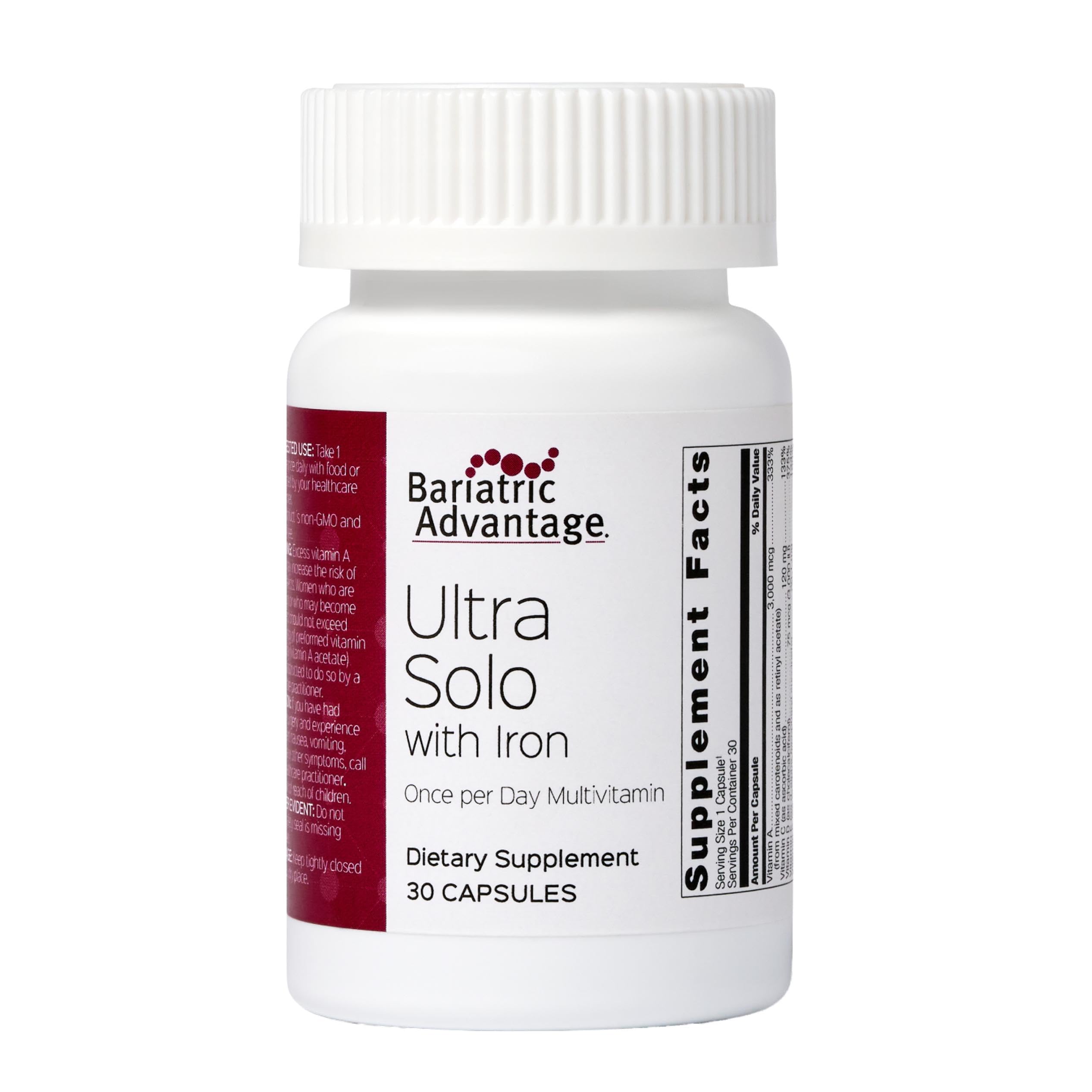 Bariatric Advantage Ultra Solo with Iron bottle for easy daily intake.