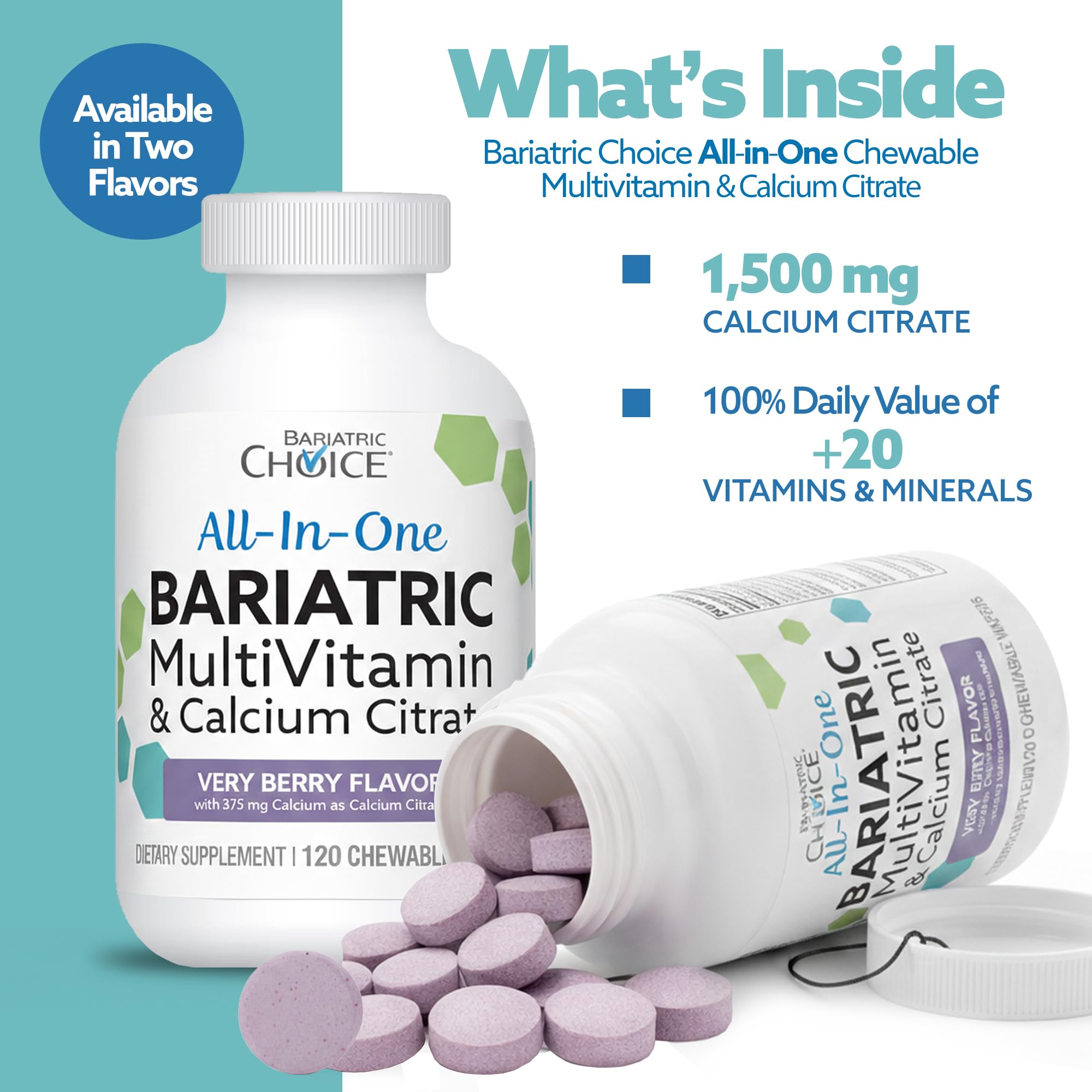 Bariatric Choice all-in-one chewable wafers ideal for easy daily supplementation.