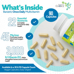 Bariatric Choice fast-dissolving veggie capsule offers easy digestion.