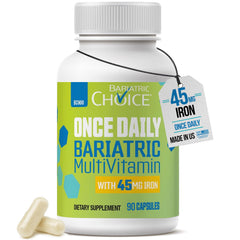 Bariatric Choice once-daily multivitamin bottle supports post-surgery nutrition.