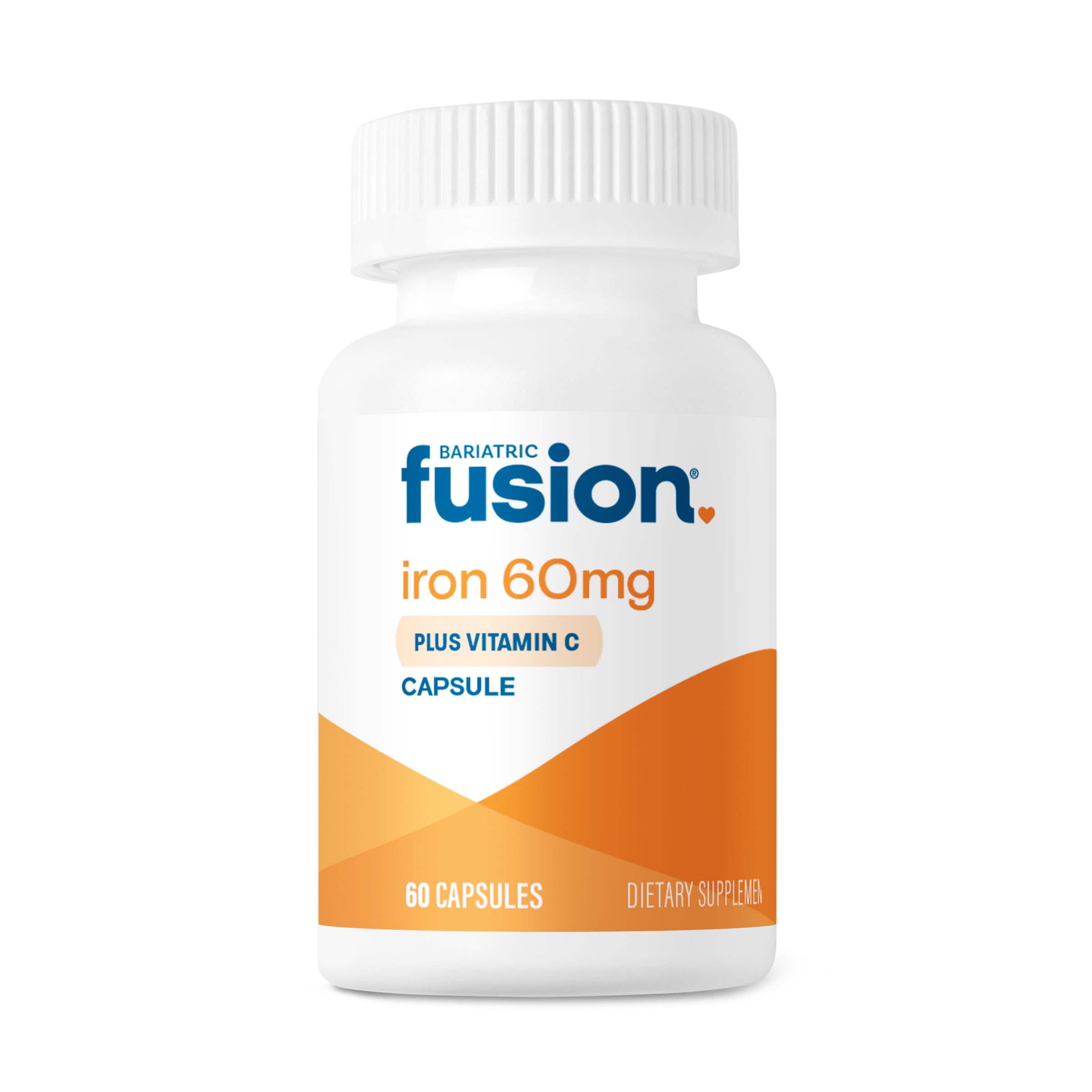 Bariatric Fusion 60mg iron with vitamin C bottle for easy daily use.