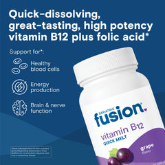 Bariatric Fusion B12 melts under tongue tablet showing convenient energy support.