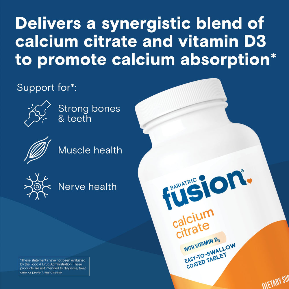 Bariatric Fusion calcium-citrate-200mg-per-tablet supports balanced absorption.